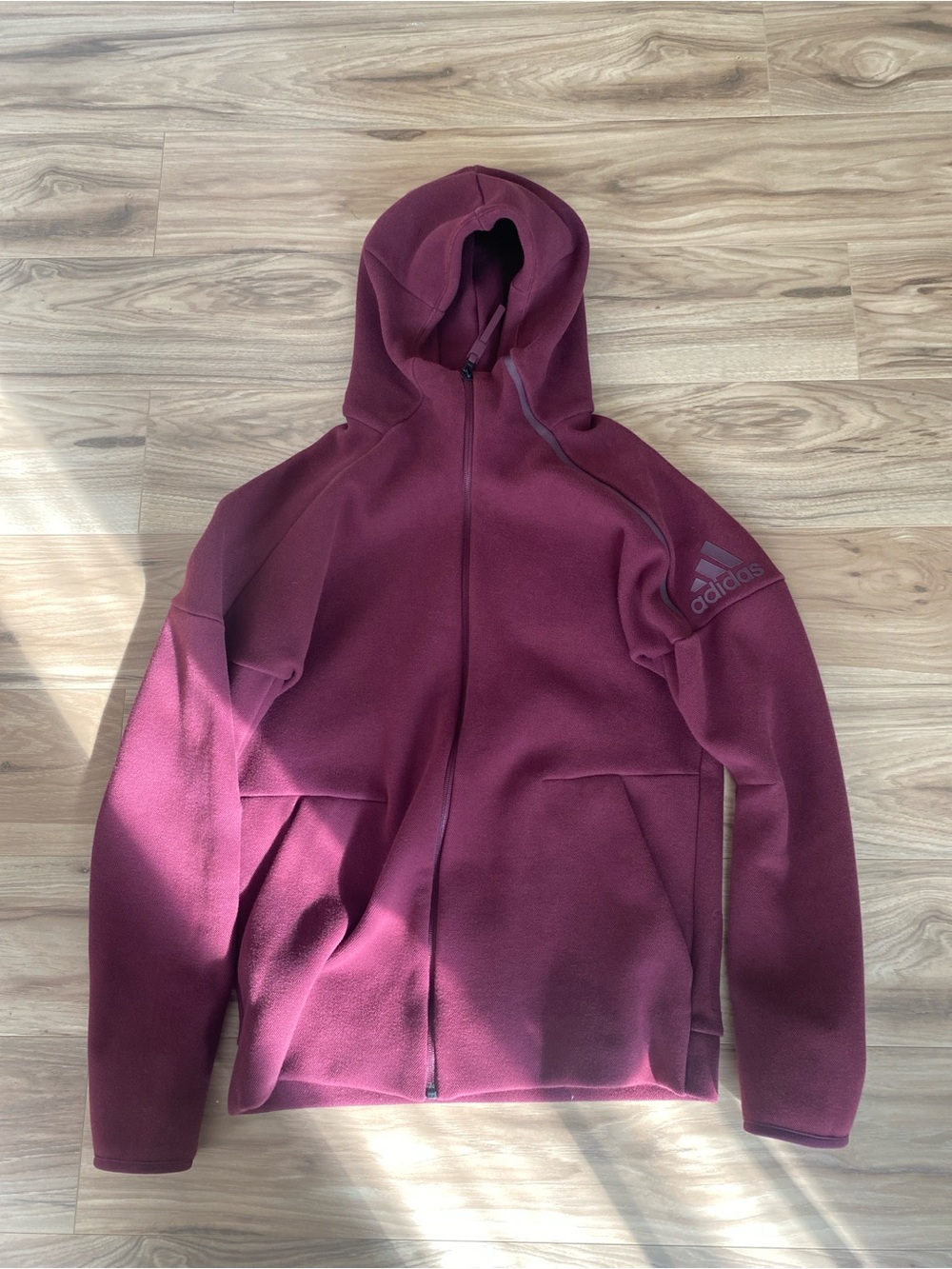 adidas Men's Maroon Full-Zip Performance Hoodie